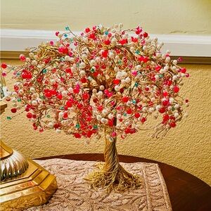 Pink and white buds on gold